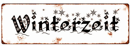 METALLSCHILD Shabby Vintage Blechschild WINTERZEIT Schild zur Dekoration Weihnachtszeit Advent Winter Weihnachten Schnee