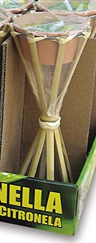 VERDELOOK | Torcia da Tavolo in Bambù con Cera Citronella, altezza 24 cm, diametro 8.50 cm, Candela per Esterno
