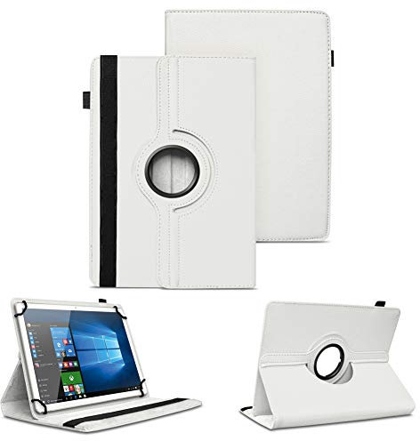 NAUC Tablet Schutzhülle kompatibel mit Sign E10M2 / E10M Hülle für Tablet 360 Grad Drehbar Tasche ultradünne Kunstleder Tablethülle Standfunktion 360° Drehbar Case, Farben:Weiss