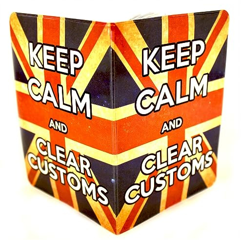 (30+ Designs) Passport Cover Holder Protector Wallet Case Mens Womens for Travel Holiday & Luggage Tag Options (Keep Calm Union Jack)