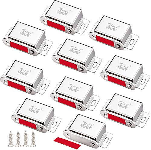 Magnetic Cabinet Door Catches Jiayi 10 Pack Cupboard Door Magnets 14KG Pull Hardware Stainless Steel Magnetic Catch Latches for Kitchen Wardrobe Magnet Door Closers Closet Door Closure