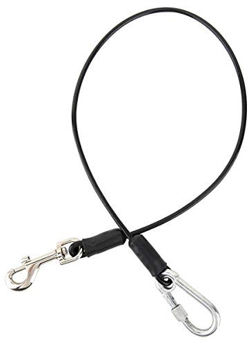 Pawaboo Pet Car Safety Seat Belt Lead Leash, Coated Steel Rope Chew-Proof Vehicle Seatbelts Clip Strap, 360 Degree Rotation Hook Heavy Duty Carabiner Steel Cable Dog Headrest Restraint, 26 Inch, Black