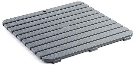 Inbagno Pedana Tappeto Doccia Antiscivolo 55x55 Quadrata in plastica Effetto Legno (Grigio)