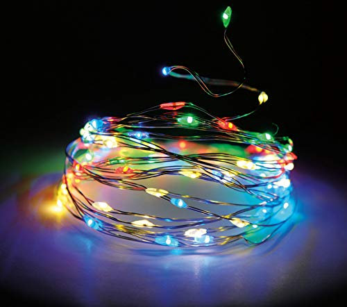 Draht Lichterkette 160 LED mit Timer und 8 Funktionen 795 cm - bunt/multi - Innen und Außen Draht Lichterkette mit Batterie betrieb