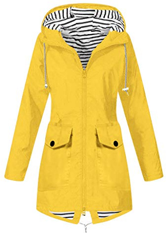 Xmiral Wanderjacke Damen Wasserdicht Winddicht Regenmantel Outdoor Camping Jacke Streifen innen
