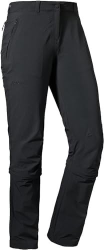 Schöffel Damen Pants Engadin1 Zip Off, elastische Damen Hose mit Zip-Off Funktion, kühlende und schnell trocknende Outdoor Hose für Frauen, black, 48