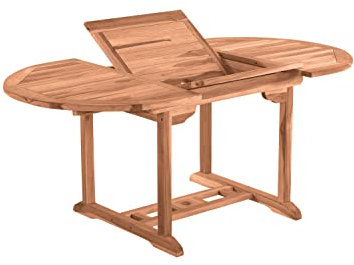 Möbilia® Gartentisch, 120 cm rund, ausziehbar, Teakholz L = 120 x B = 120 x H = 75 cm Natur