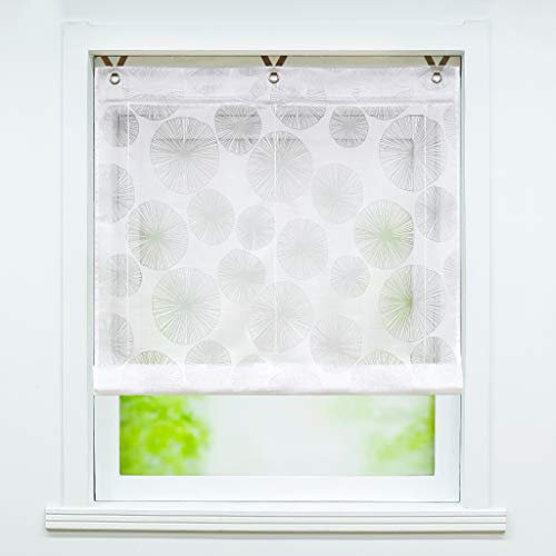 Joyswahl Voile Ösenrollo Transparenter Raffrollo mit Kreise Ausbrennerqualität »Alicia« Schals Fenster Gardine mit Hakenaufhängung, Raffrollo ohne Bohren BxH 100x130cm 1 Stück