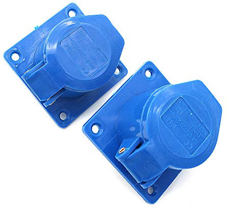 POFET 2Pcs Power Plus 16AMP Dark Outfit Prises 220-250 Volt 3 Broches (IP44) Couplage Prises - Bleu
