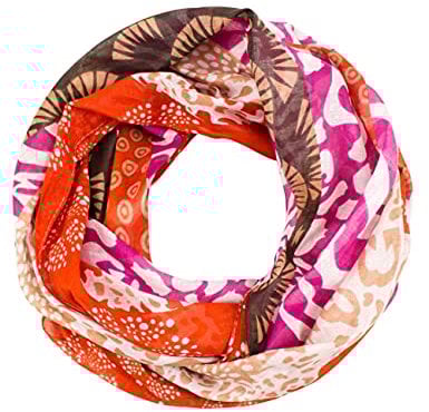 Sunsa Damen Loop Schal. 100% Baumwolle Schlauchschal für Frühlings/Sommer. Dünn Loopschal mit Blumen Design. Tücher und Schals als Frauen Geschenk (rot # 9)