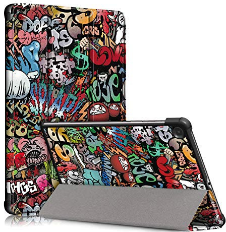 TOPCASE Hülle Kompatibel mit Samsung Galaxy Tab S6 Lite 10.4 2024/2022/2020 SM-P620/SM-P625/SM-P610/SM-P615 /SM-P613/SM-P619 Schlank Slim Hülle Schutzhülle mit Standfunktion, Graffiti