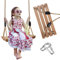 Balançoire en Bois, balançoire en Bois Courbe, balançoire Suspendue Sièges de balançoire pour Adultes et Enfants Chaise de Jardin intérieure et extérieure (Or)