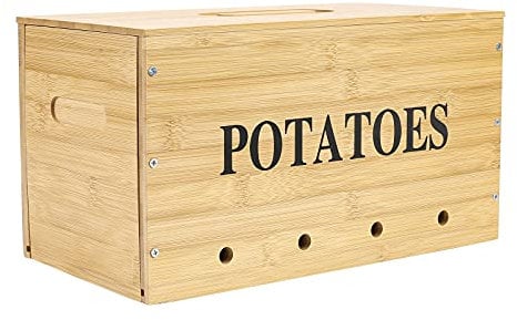Xbopetda Potato Storage, Wooden Storage Bin for Potato, Kitchen Storage Canister with Lid & Aerating Storage Holes - Kitchen Pantry Organizer Box Fruit Vegetable Fresh Keeper (Needed Assemble)