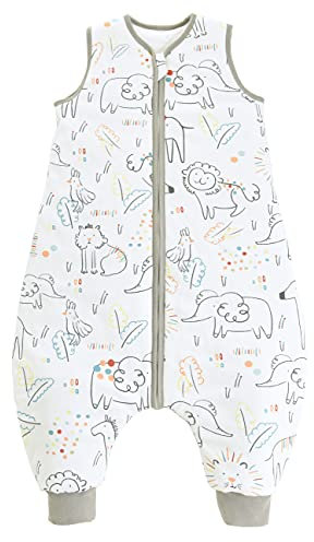 Chilsuessy Baby Schlafsack mit Füße 2.5 Tog Ganzjahres Schlafsack(CPC-Zertifizierung) Baby Schlafsäcke Babyschlafsack mit Beinen für Säugling Kinder, Happy Zoo, 100cm/Baby Höhe 110-120cm