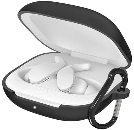 Geekria Silicone Case Cover Compatible with Beats Fit Pro True Wireless Earbuds, Earphones Skin Cover, Protective Carrying Case with Keychain Hook, Charging Port Accessible (Black)