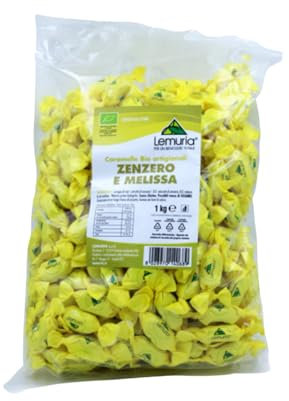 Lemuria - CARAMELLE Biologiche Artigianali ZENZERO E MELISSA - Utili alla Digestione, Senza Glutine e Senza Zucchero - 1 kg