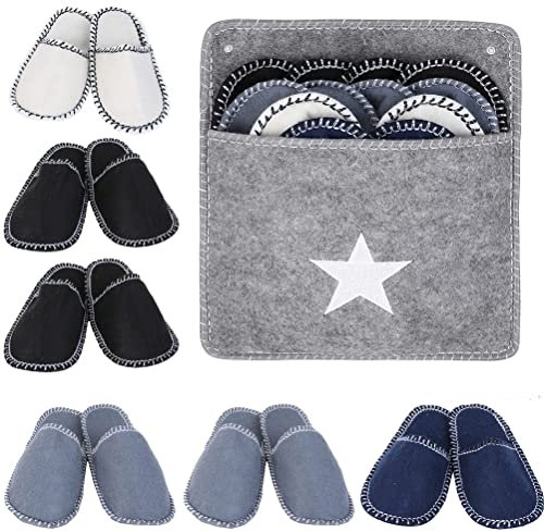 CaCaCook Set 6 Paia Ciabatte Ospiti Lavabili | Pantofole per Ospiti Usa e Getta Economiche | Antiscivolo in Feltro | Ideale per Famiglia, Hotel, Viaggi