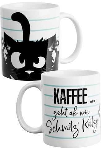 Ralf Schmitz Tasse - Kaffee geht ab wie Schmitz' Katze Kaffeetasse Becher Kaffeebecher aus Keramik 320 ml