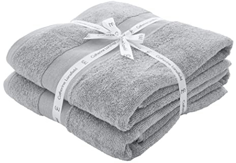 Catherine Lansfield Bathroom Anti Bacterial 500 gsm Soft & Absorbent Cotton Bath Sheet Pair Silver Grey