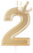AIEX 7,6cm Candele Numeri Torta, 3D Candele di Compleanno Numero con Corona Candele a Forma di Numero per Compleanno Anniversario Feste (Oro, 2)
