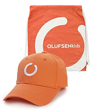 OLUFSENKids- Gorra UPF50+ para Niños y Adolescentes con Bolsa a Juego- Protección Solar contra los Rayos Ultravioleta UV - Visera Cómoda y Ajustable- con Banda Anti-Sudor - Talla M - Color Naranja