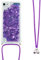 Handykette Handyhülle für iPod Touch 5/6 / 7 Hülle,Glitzer Quicksand kreatives Fließende Flüssigkeit schwimmt Silikon Case mit Umhängeband Handykordel Band Kette für iPod Touch 5,GS Purple Heart