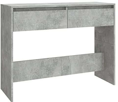 Table console gris béton 100x35x76,5 cm bois d ingénierie