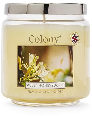 Wax Lyrical, Colony Sweet Honeysuckle Medium Candle Jar, Burn Time of Up to 75 Hours, Yellow