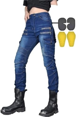 CBBI-WCCB Donna Moto Jeans Motociclette Pantaloni con Fodera Protettiva Motorcycle Pants