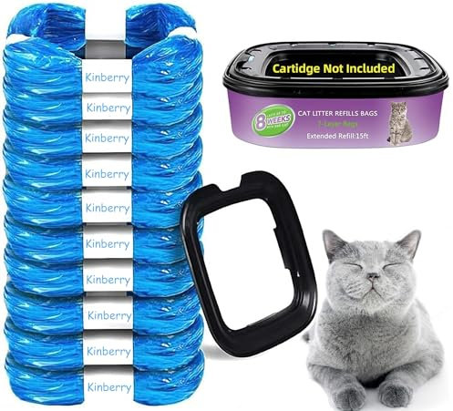 Cat Litter Refills Bag for Litter Genie Refill Bags - 15 Ft Cat Litter Genie Refill Cat Litter Disposal Bin Refills Compatible with Litter Genie Litter Locker 10Pack(No Cartridge)
