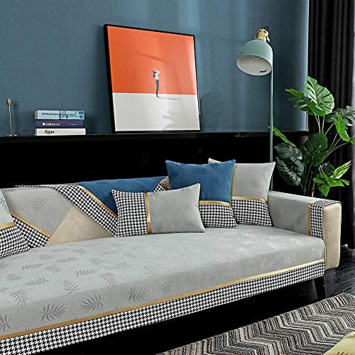 DSHUB Couchschoner-Sofaschutz, Stoff-Jacquard-Sofabezug, Schonbezug für Stuhl/Loveseat/Couch, schöner Couchschutz, modern für Ledercouch, hellgrau, 90 x 70 cm