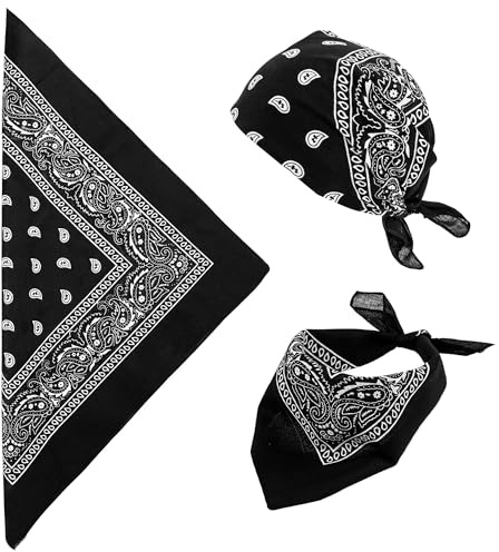 W WIDMANN MILANO Party Fashion Bandana Halstuch zum Cowboy Kostüm - 55 x 55 cm | Schwarz