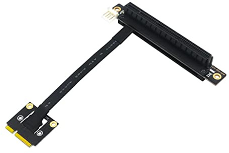 JMT Mini PCIe to PCI-E Adapter Cable 270° 20cm Add On Card with FDD 4Pin to SATA Power Cable Support for PCI Express Based MiniCard Tester Extender (16X)