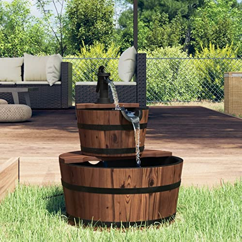 Homgoday Fontaine à eau avec pompe en bois massif de sapin 44,5 x 44,5 x 58 cm
