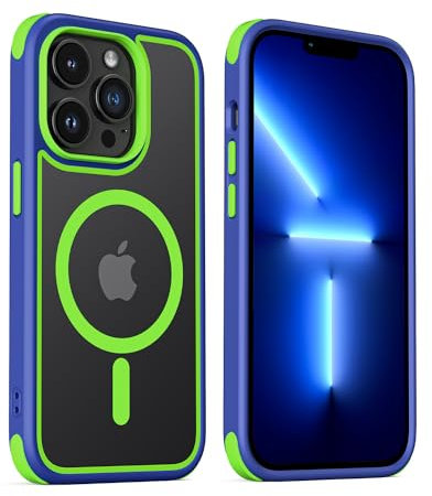 MobNano Magnetic Case For iPhone 13 Pro 6.1-Inch [Support MagSafe Wireless Charging] Shockproof Phone Bumper Cover - Blue/Green