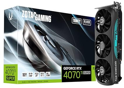 ZOTAC Gaming GeForce RTX 4070 Ti Super Trinity Black Edition DLSS 3 16GB GDDR6X 256-bit 21 Gbps PCIE 4.0 Gaming Graphics Card, IceStorm 2.0 Advanced Cooling, Spectra RGB Lighting, ZT-D40730D-10P