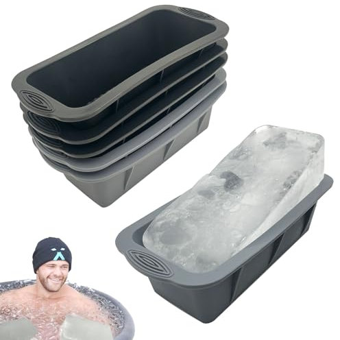6Pcs Ice Mold for Ice Bath, YINOWON Large Silicone Ice Block Molds for Ice Bath, Large Ice Cube Molds for Cold Plunge Or Coolers, Ice Tray for Bath (Black and Gray)