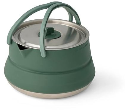 Sea to Summit - Detour Stainless Steel Collapsible Kettle 1.6L - 2 Person - Space Saving & With Handle - BPA-Free - Silicone & Stainless Steel Camping Cookware - 436g