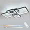 Toolight LED Deckenleuchte Dimmbar 54W, Deckenlampe LED Dimmbar mit Fernbedienung 3000K-6500K, Modern Schwarz Geometrisch Deckenbeleuchtung für Küche Schlafzimmer Wohnzimmer, 62CM