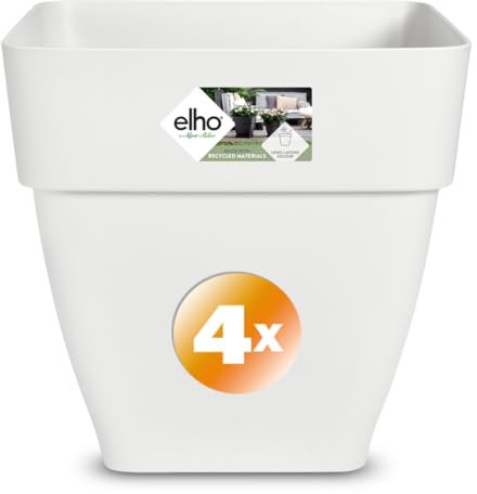 Gardebruk® 4X Blumentopf Vibia Campana 36x35x36cm Abstandhalter eckig Übertopf Pflanzkasten Pflanzentopf Pflanzgefäß Kunststoff Blumenkasten weiß