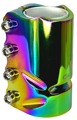 Chilli Pro Scooter Stunt-Scooter SCS 3-Bolt Compression Lenker/Gabel Klemme I Tret I Roller I für Lenker ohne Klemmschlitz I Bar Clamp (31,8 & 34,9 Rainbow Neochrome)