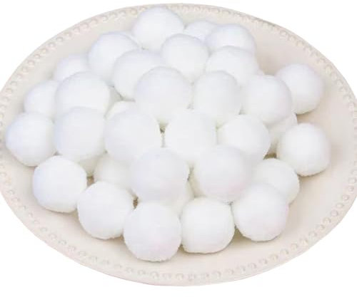 100 Stück Pompons zum Basteln, Weiß Pompoms, 30 mm Flauschige Pompom Bälle für DIY Kreative Handwerk Dekoration (Weiss-3 cm)