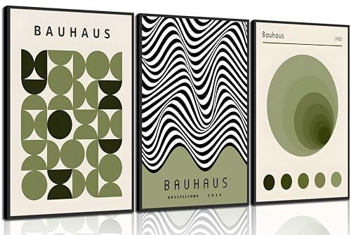 WSTUKVV Moderne Wandkunst, Bauhaus 1923, Bauhaus 1923, Poster, Bilder, abstrakt, geometrisch, Leinwanddrucke, schwarze Linie, Gemälde für Wohnzimmer, Schlafzimmer, Esszimmer, Wanddekoration, ungerahmt