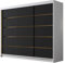 Mirjan24 Kleiderschrank mit Goldverzierung Aramao VII 250 cm Breit, Garderobenschrank, Schlafzimmerschrank mit Kleiderstange und Einlegeböden für Kleidung (Weiß/Schwarz)