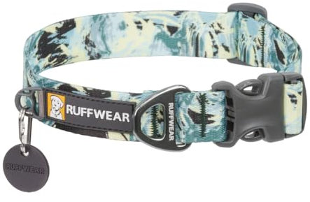 RUFFWEAR Front Range Hundehalsband für große Hunde, bequem und stark mit seitlicher Schnalle und Gurtband zum Gassigehen mit dem Hund, Größe L (51–66 cm), geschwungenes Salbei