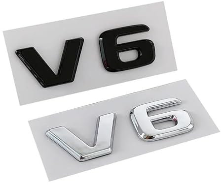 YSABVCP 3D ABS V6 Buchstaben Auto Emblem Abzeichen Aufkleber Decals Passend for Mercedes Benz W204 C280 ML SLK 320 Viano Vito V6 Zubehör(Glossy Black)