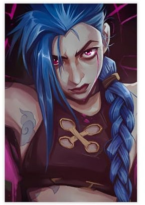 Jinx - Stampa artistica da parete in stile retrò, stampa artistica da parete, stampa artistica su tela, motivo: personaggi arcani di League Of Legends, decorazione per camera da letto, ufficio, camera