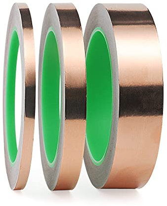 BOMEI PACK Kupferband Selbstklebend, 20m x 6mm/12mm/25mm Kupferfolie Klebeband Leitfähig Copper Foil Tape, Kupferfolienband für Emi Abschirmung, Elektro Reparatur, Löten