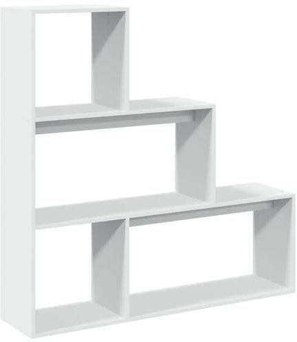 vidaXL Raumteiler Bücherregal 3 Stufen, Standregal Treppenregal für Wohnzimmer Schlafzimmer Büro, Stufenregal Regal, Weiß Holzwerkstoff