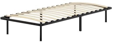 i-flair Metallbett mit Lattenrost NAMARA 90x200 cm - Höhe: 28 cm, stabiles Gästebett mit Stauraum auf Füßen, geeignet für alle Matratzen - Schwarz